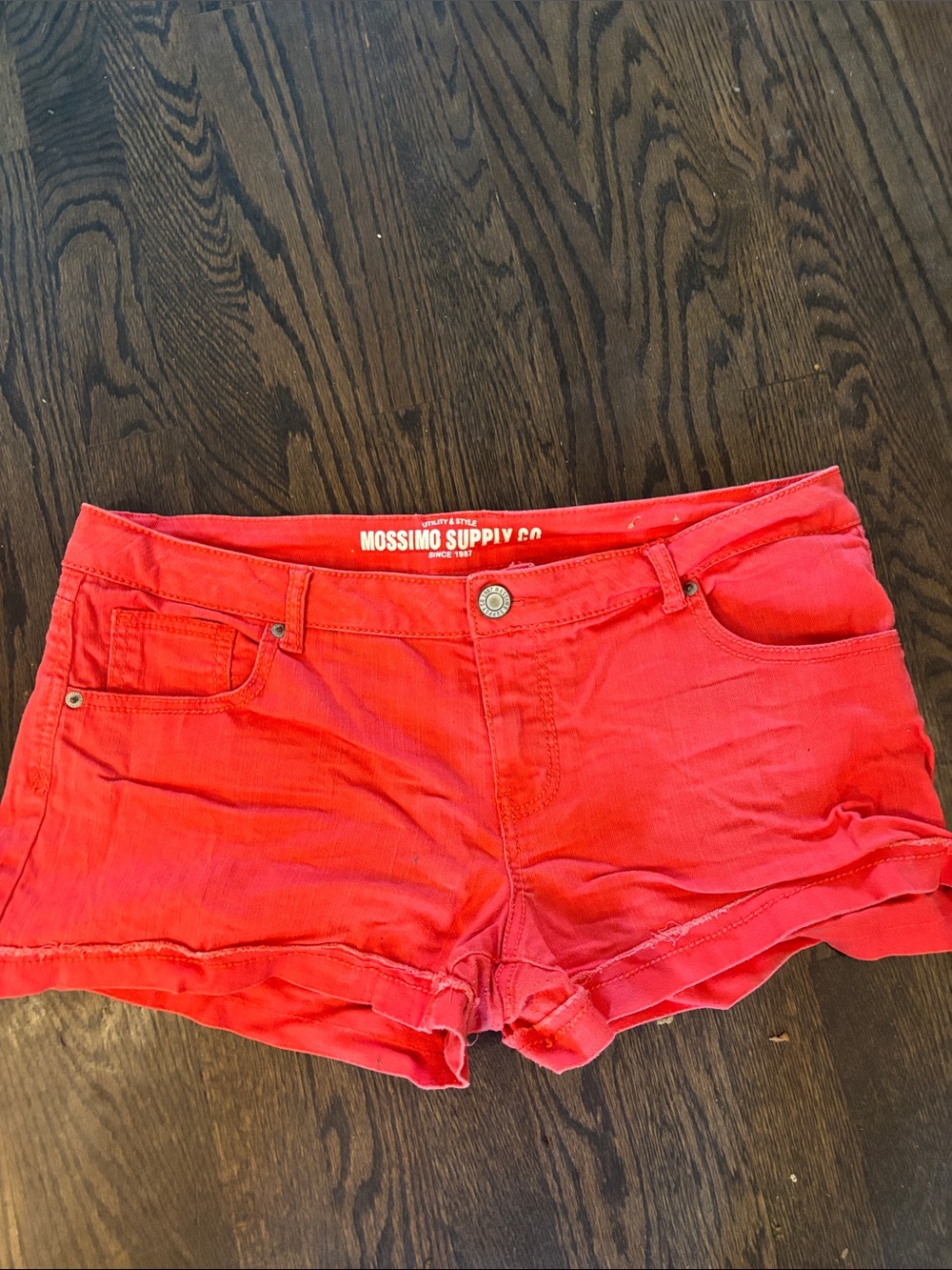 Mossimo Supply Co. Bright Red/ Orange Denim Women's Shorts